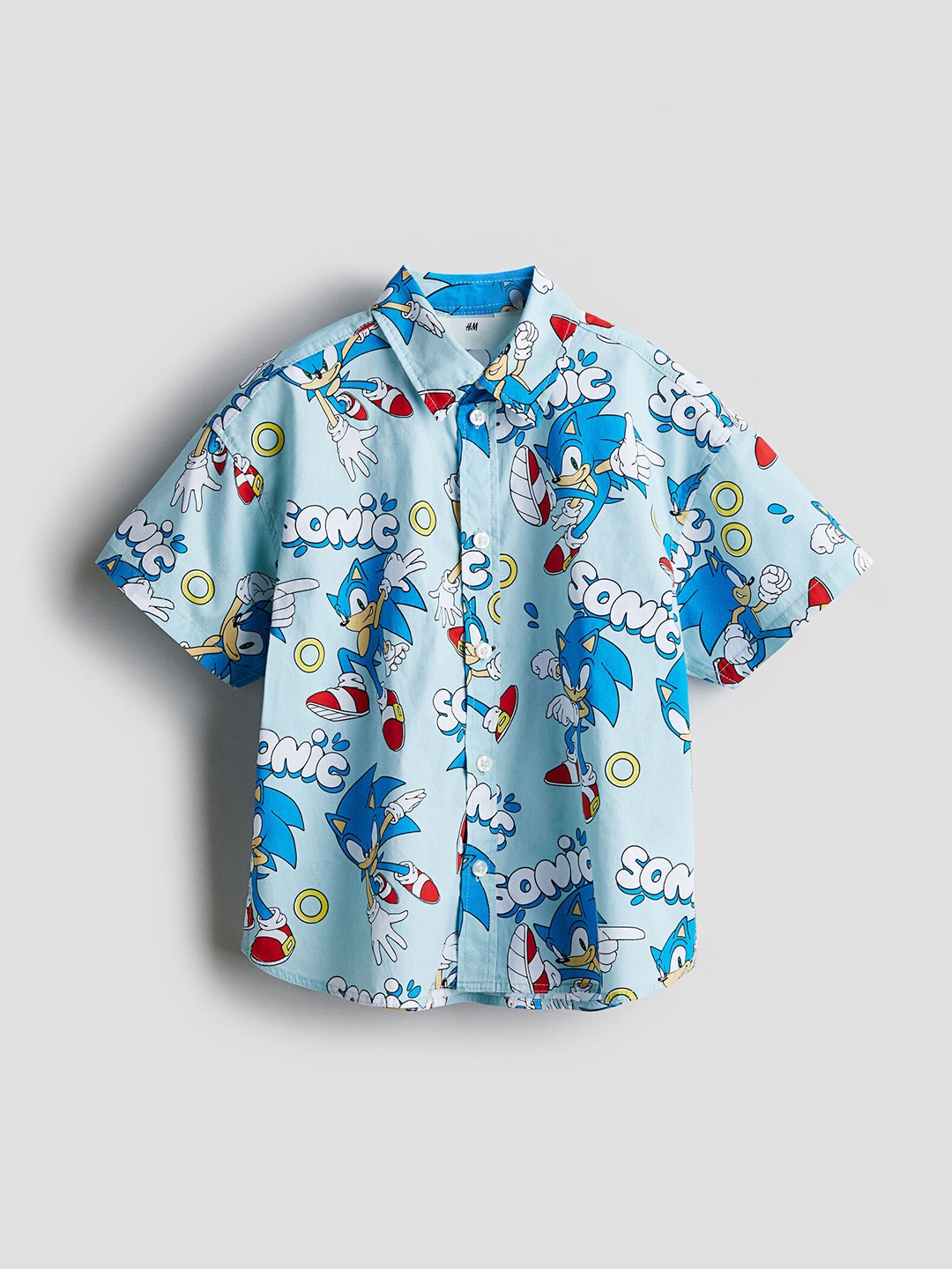 

H&M Boys Patterned Cotton Shirt, Turquoise blue