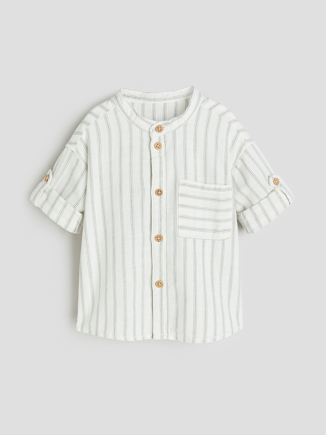 

H&M Boys Grandad Cotton Shirt, White