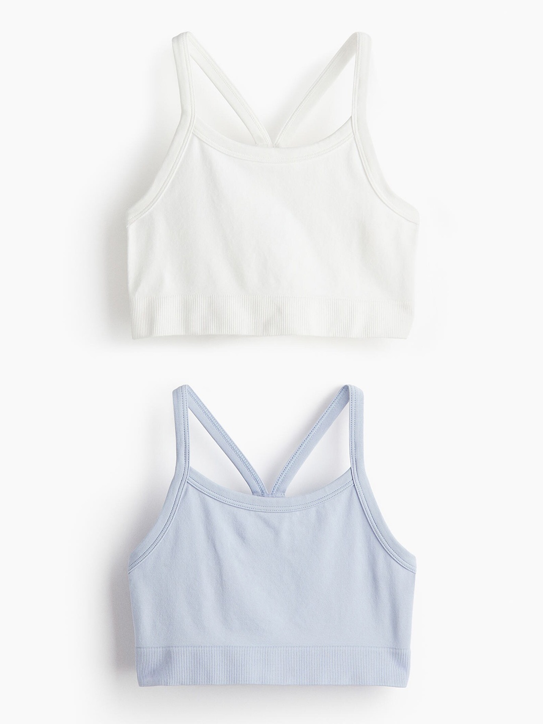 

H&M Girls 2-Pack DryMove Seamless Sports Tops, Blue