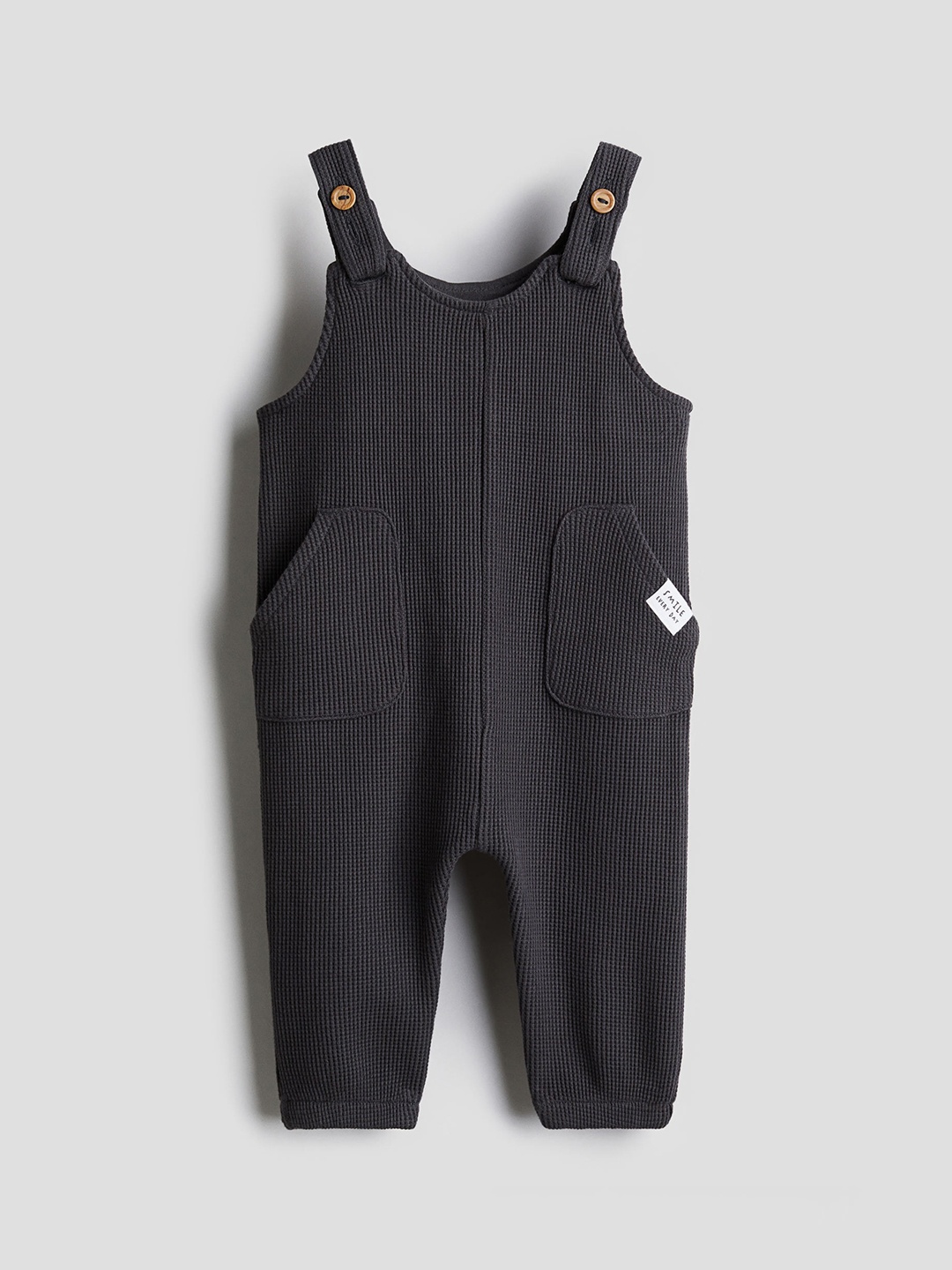 

H&M Boys Waffled Cotton Dungarees, Grey