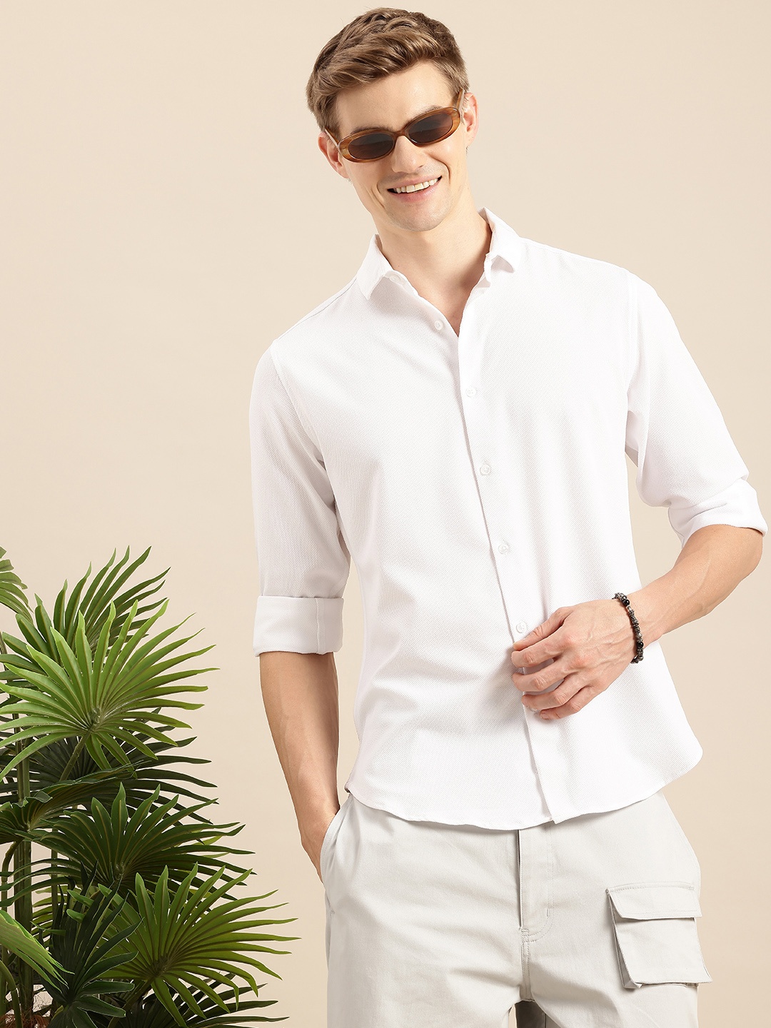 

Mast & Harbour Men Casual Shirt, White