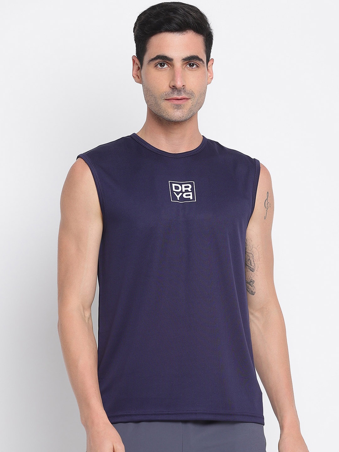 

DRYP EVOLUT Round Neck Sleeveless T-shirt, Navy blue