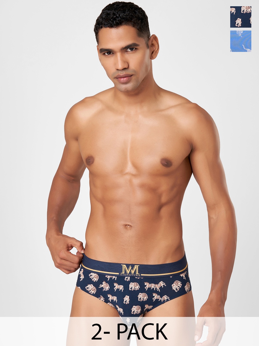 

Macroman M-Series Signature Collection By Rohit Bal Pack of 2 Basic Briefs 8905284075961, Blue