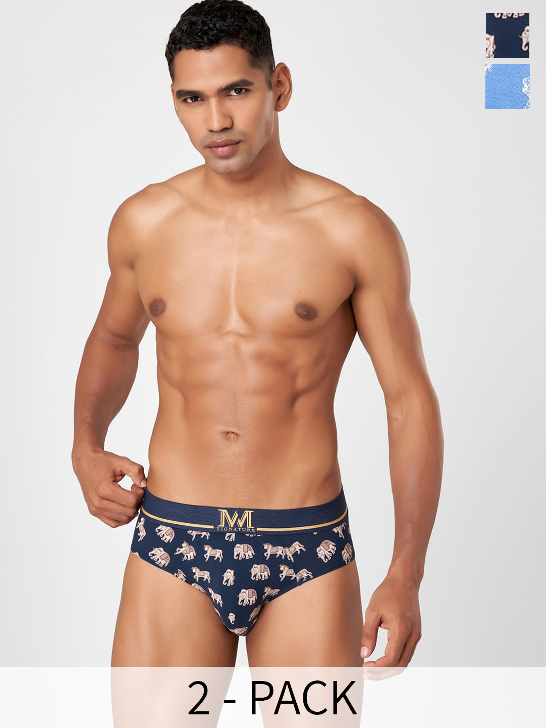 

Macroman M-Series Signature Collection By Rohit Bal Pack of 2 Basic Briefs 8905284075954, Blue