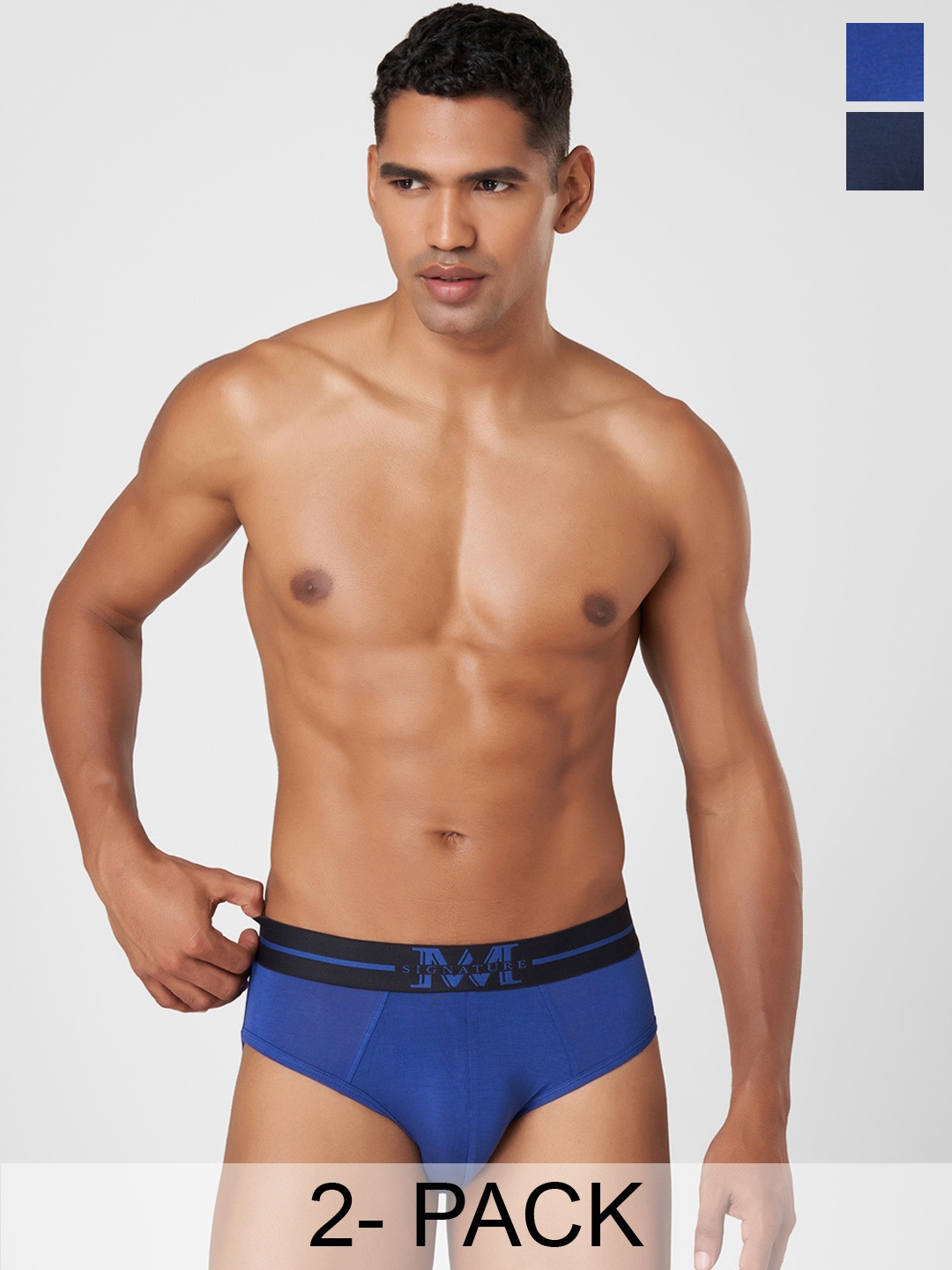 

Macroman M-Series Signature Collection By Rohit Bal Pack of 2 Basic Briefs 8903978419725, Navy blue