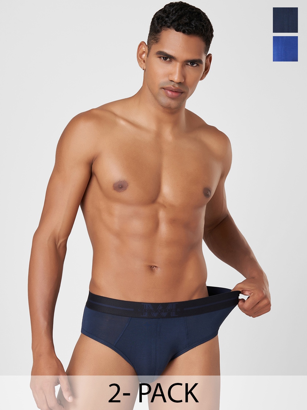 

Macroman M-Series Signature Collection By Rohit Bal Pack of 2 Basic Briefs 8903978419763, Navy blue