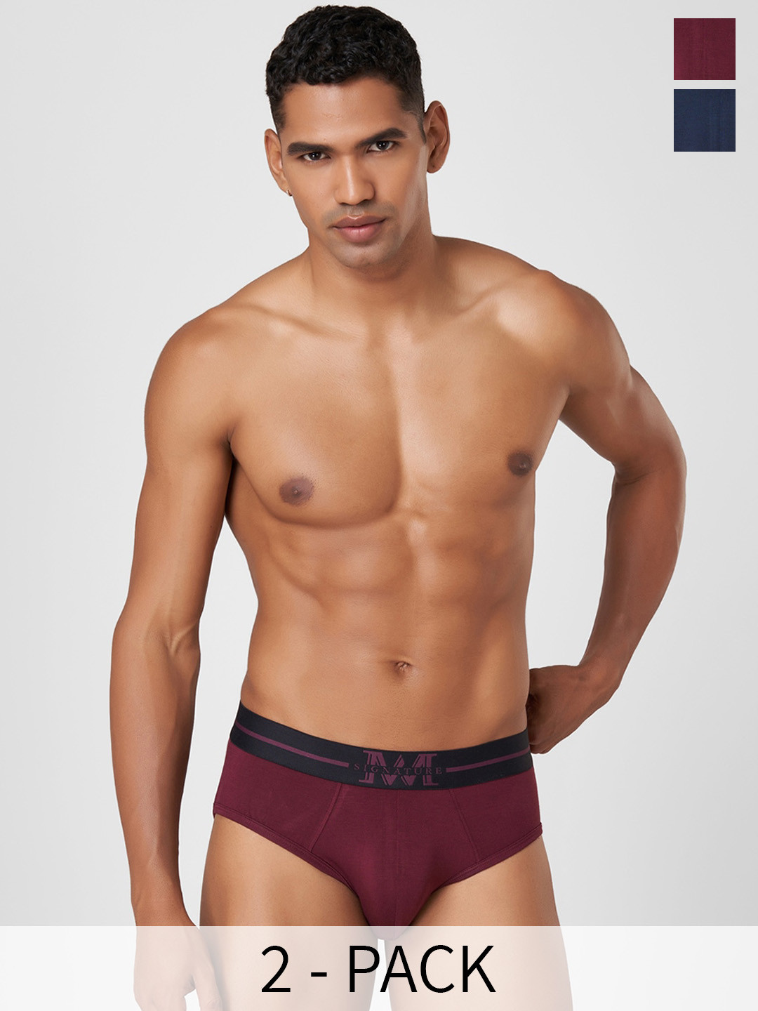 

Macroman M-Series Signature Collection By Rohit Bal Pack of 2 Basic Briefs 8903978419770, Navy blue