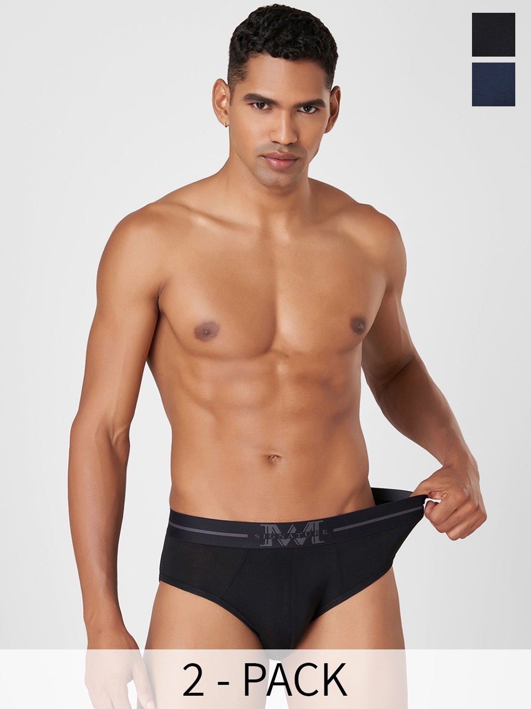 

Macroman M-Series Signature Collection By Rohit Bal Pack of 2 Basic Briefs 8903978419602, Black