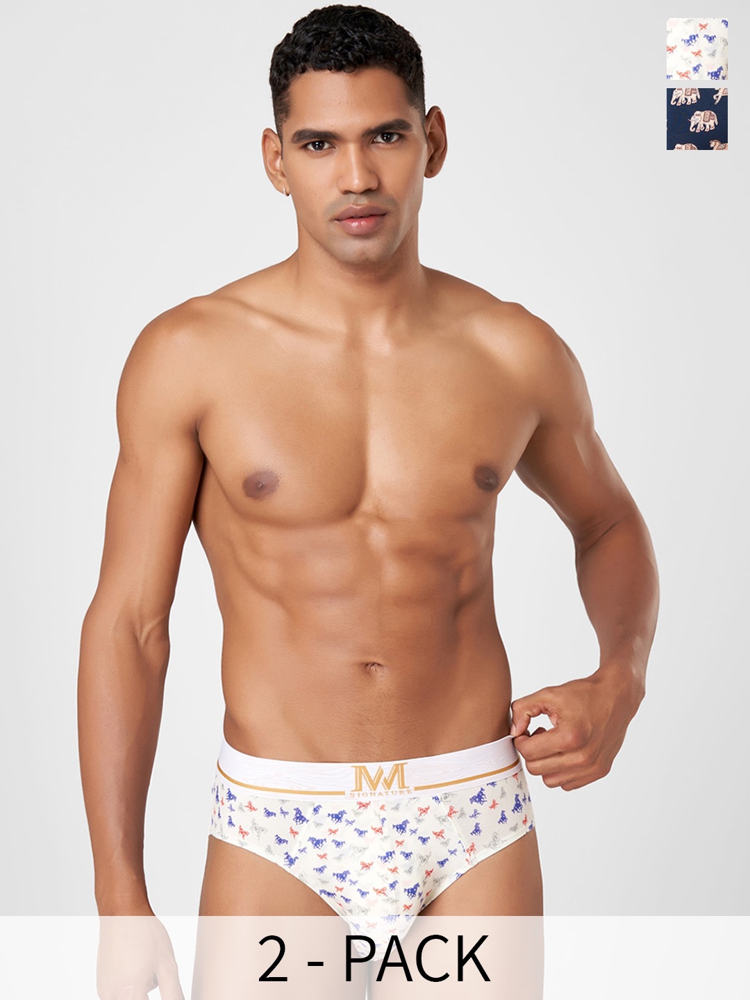 

Macroman M-Series Signature Collection By Rohit Bal Pack of 2 Basic Briefs 8905284076067, Navy blue