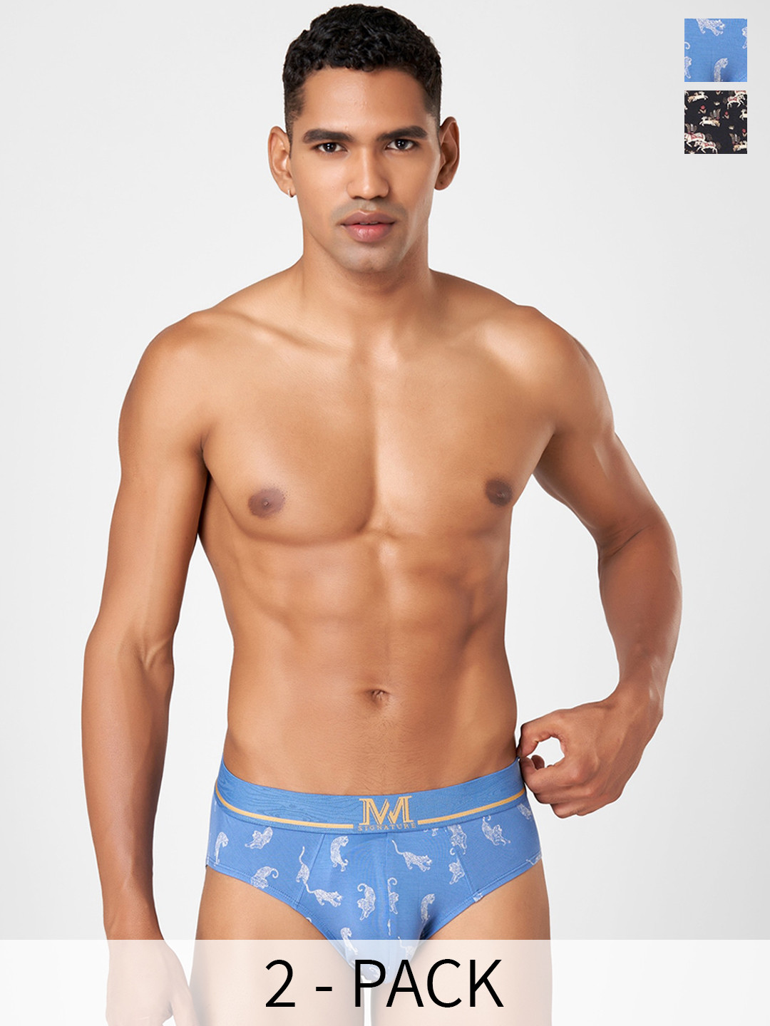 

Macroman M-Series Signature Collection By Rohit Bal Pack of 2 Basic Briefs 8905284075855, Blue