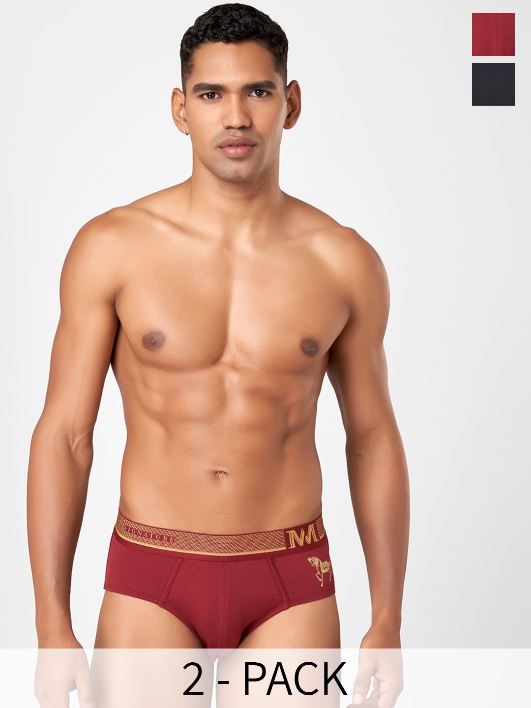 

Macroman M-Series Signature Collection By Rohit Bal Pack of 2 Basic Briefs 8903978419022, Red