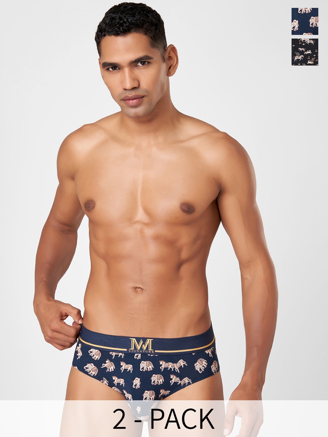 

Macroman M-Series Signature Collection By Rohit Bal Pack of 2 Basic Briefs 8905284075770, Black