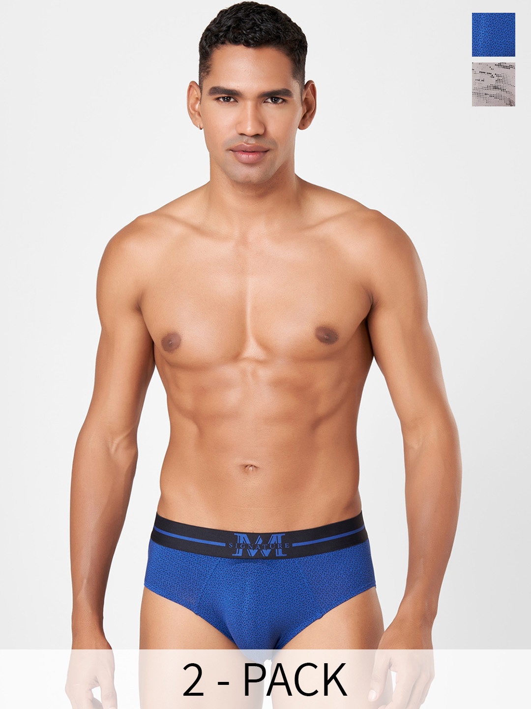 

Macroman M-Series Signature Collection By Rohit Bal Pack of 2 Basic Briefs 8905284075374, Blue