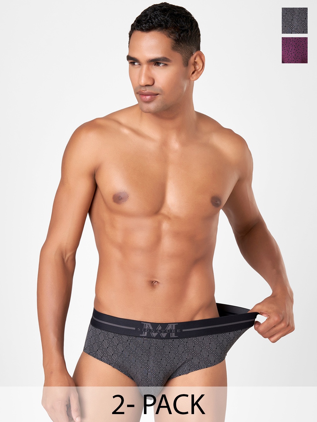 

Macroman M-Series Signature Collection By Rohit Bal Pack of 2 Basic Briefs 8905284075268, Purple