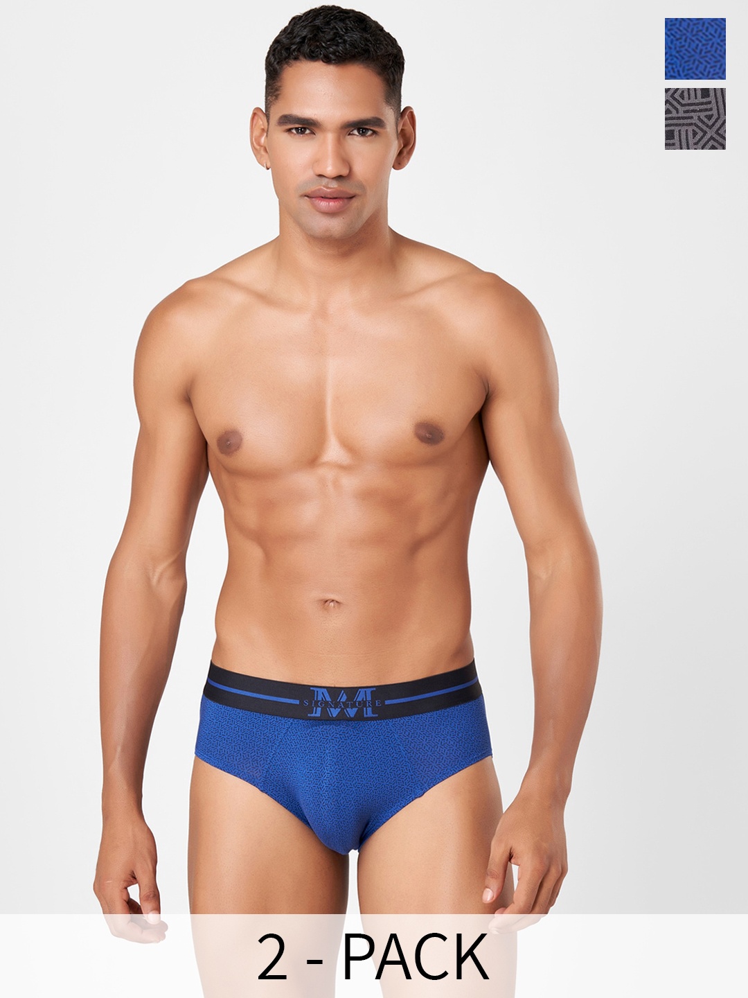 

Macroman M-Series Signature Collection By Rohit Bal Pack of 2 Basic Briefs 8905284075312, Blue