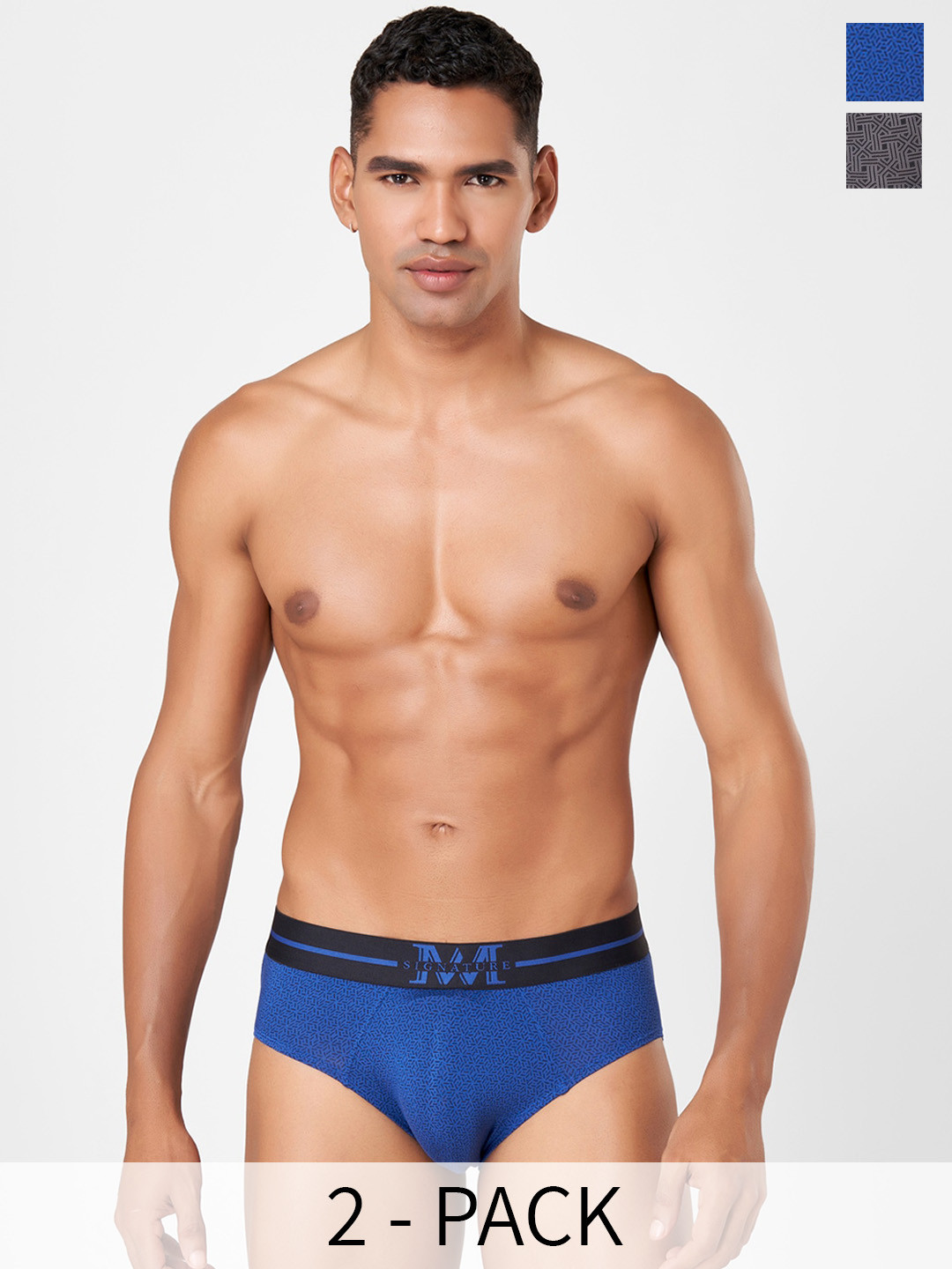 

Macroman M-Series Signature Collection By Rohit Bal Pack of 2 Basic Briefs 8905284075305, Blue