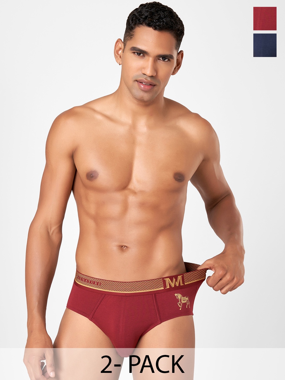 

Macroman M-Series Signature Collection By Rohit Bal Pack of 2 Basic Briefs 8903978419213, Navy blue