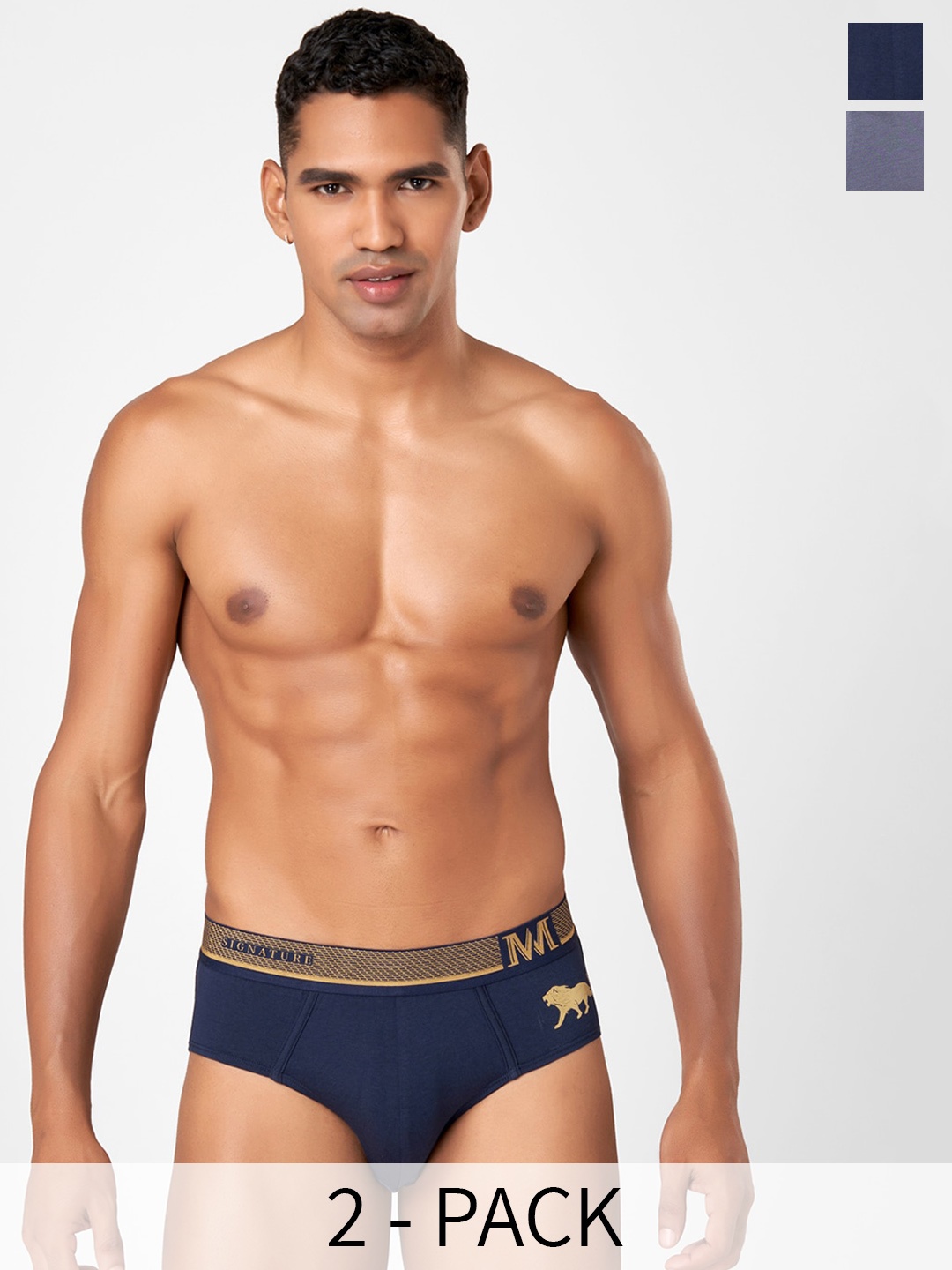

Macroman M-Series Signature Collection By Rohit Bal Pack of 2 Basic Briefs 8903978419251, Grey