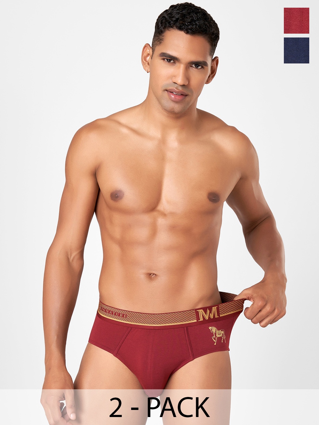 

Macroman M-Series Signature Collection By Rohit Bal Pack of 2 Basic Briefs 8903978419176, Navy blue