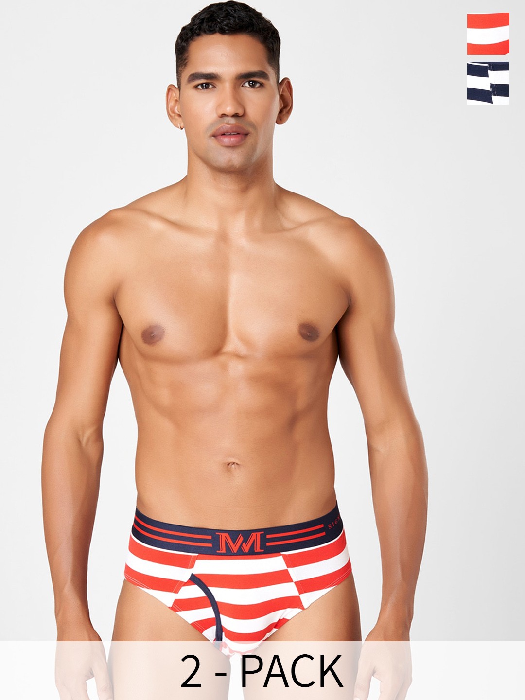 

Macroman M-Series Signature Collection By Rohit Bal Pack of 2 Basic Briefs 8903978418209, Navy blue