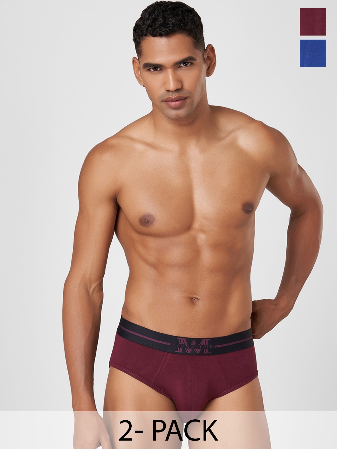 

Macroman M-Series Signature Collection By Rohit Bal Pack of 2 Basic Briefs 8903978419855, Blue