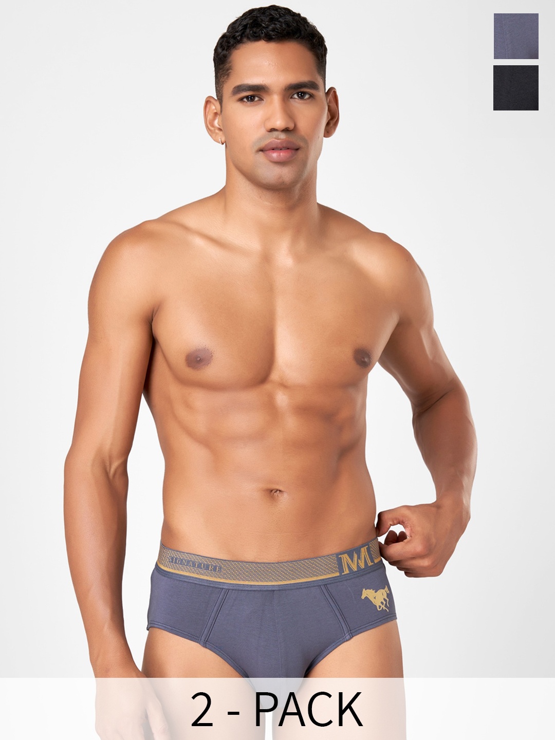 

Macroman M-Series Signature Collection By Rohit Bal Pack of 2 Basic Briefs 8903978419077, Grey