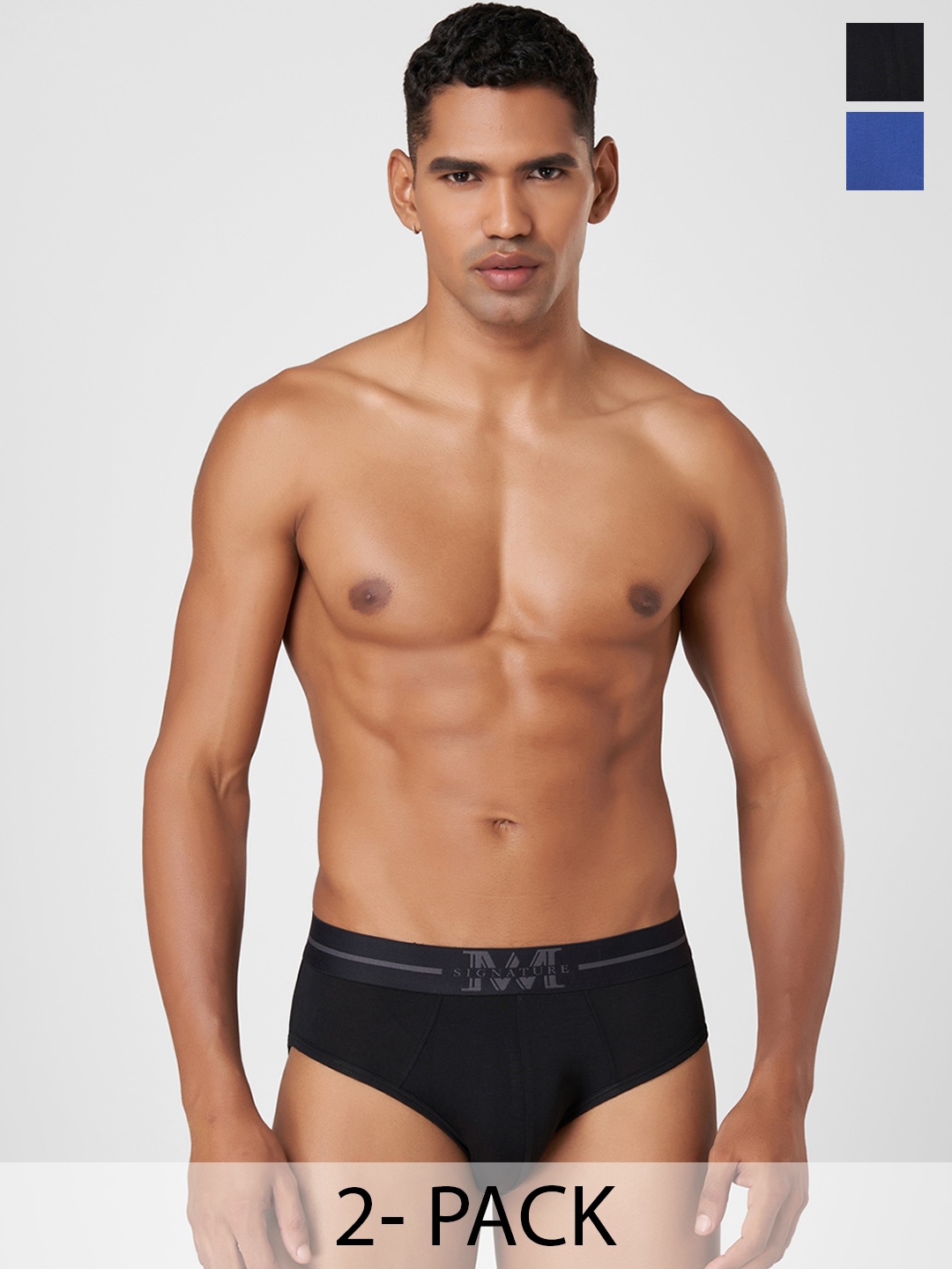 

Macroman M-Series Signature Collection By Rohit Bal Pack of 2 Basic Briefs 8903978419657, Blue