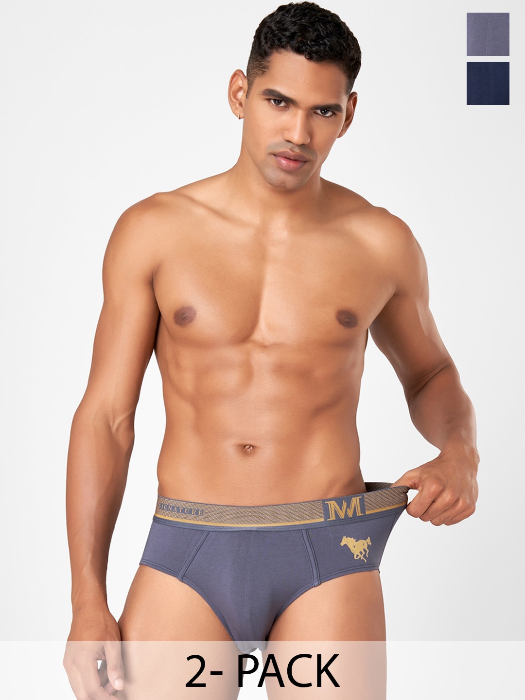 

Macroman M-Series Signature Collection By Rohit Bal Pack of 2 Basic Briefs 8903978419220, Grey