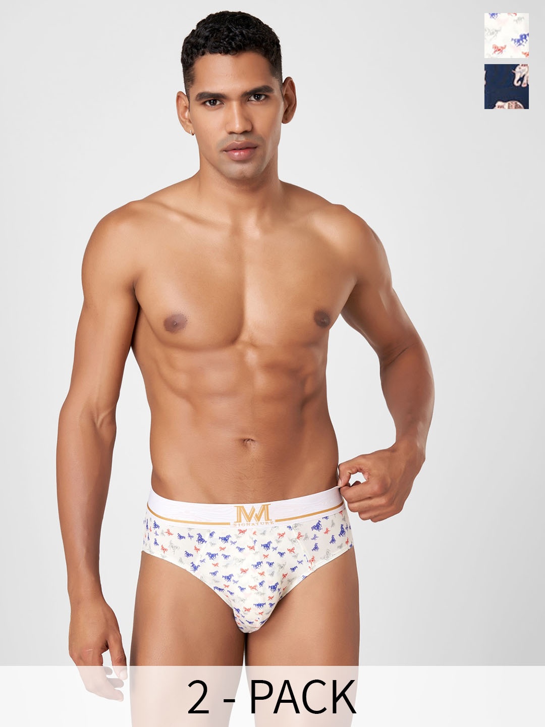 

Macroman M-Series Signature Collection By Rohit Bal Pack of 2 Basic Briefs 8905284076050, Navy blue