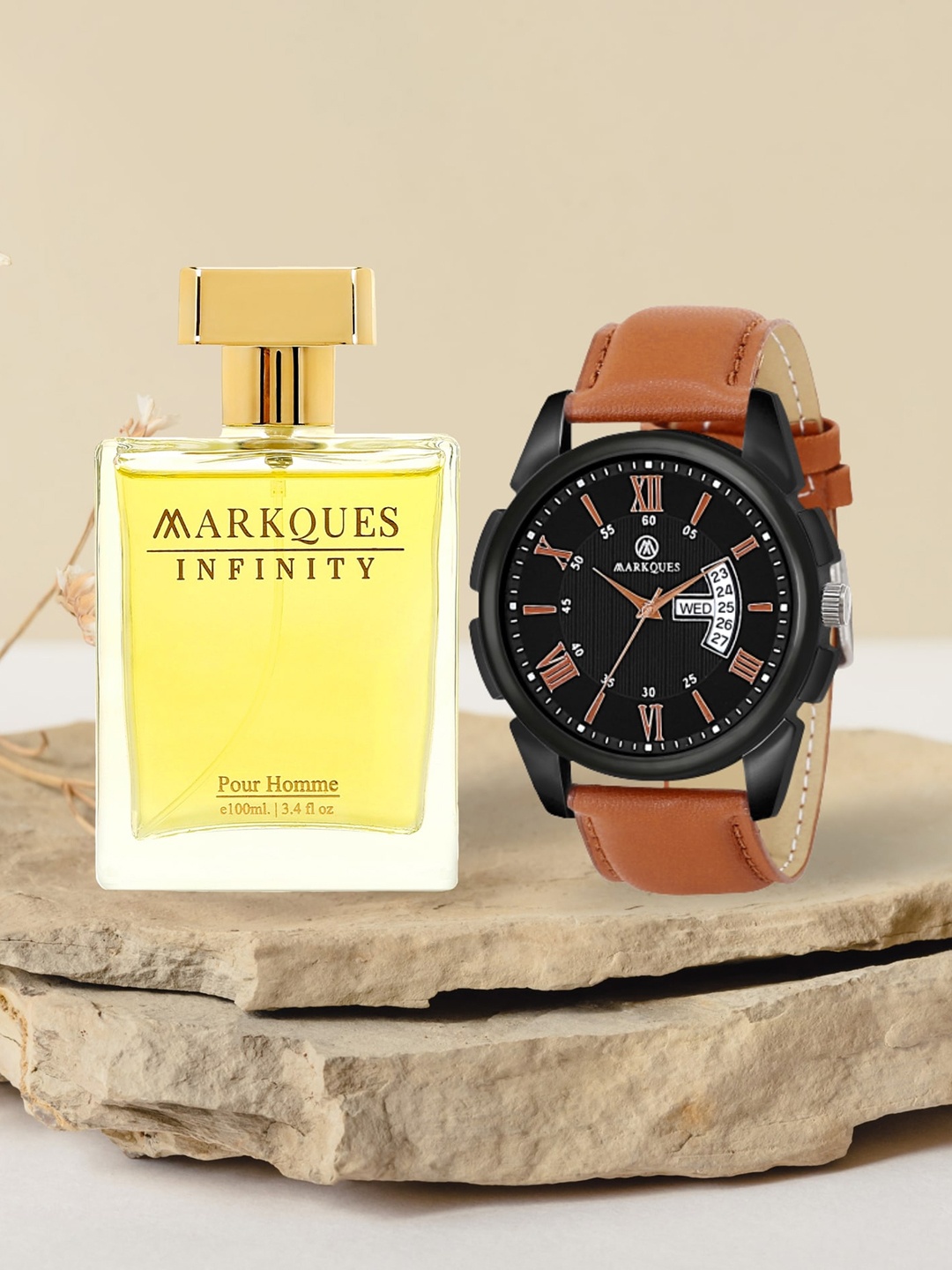 

MARKQUES Men Premium Infinity Pour Homme Eau De Parfum With Watch - 100ml, Tan