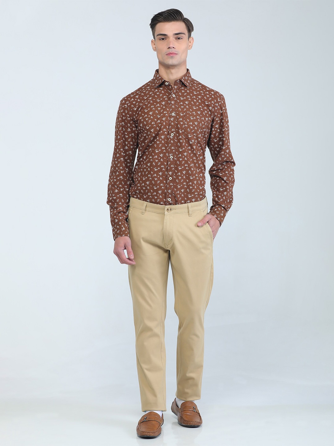 

TQS Printed Spread Collar Cotton Casual Shirt, Black