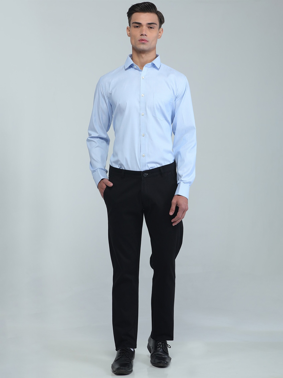 

TQS Spread Collar Cotton Formal Shirt, Blue