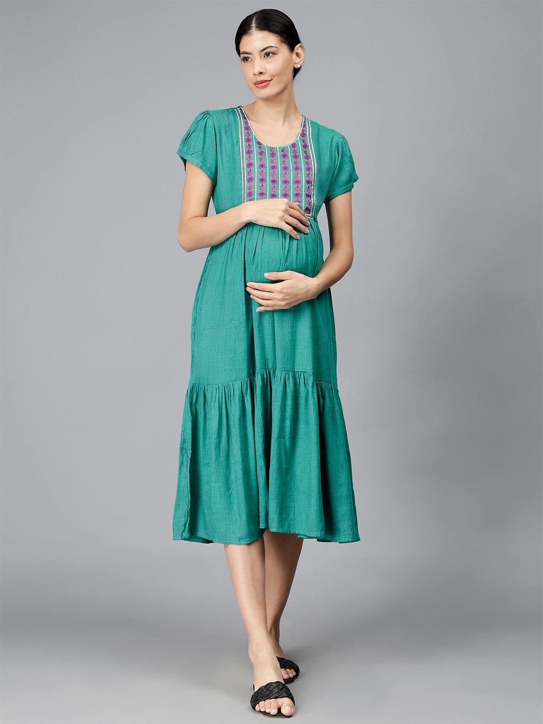 

NIGHTSPREE Maternity A-Line Midi Dress, Green