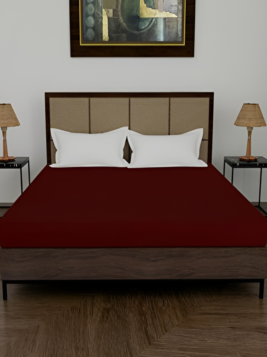 

Comfowell Maroon Cotton Fitted Double Size Water Resistant Mattress Protector
