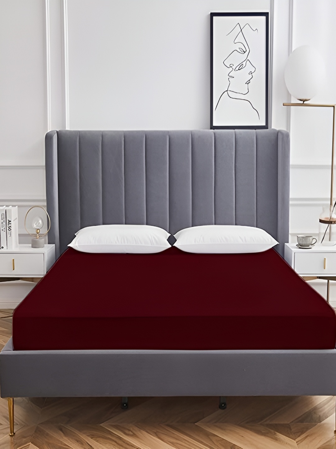 

Comfowell Maroon Cotton Fitted Queen Water Resistant Mattress Protector