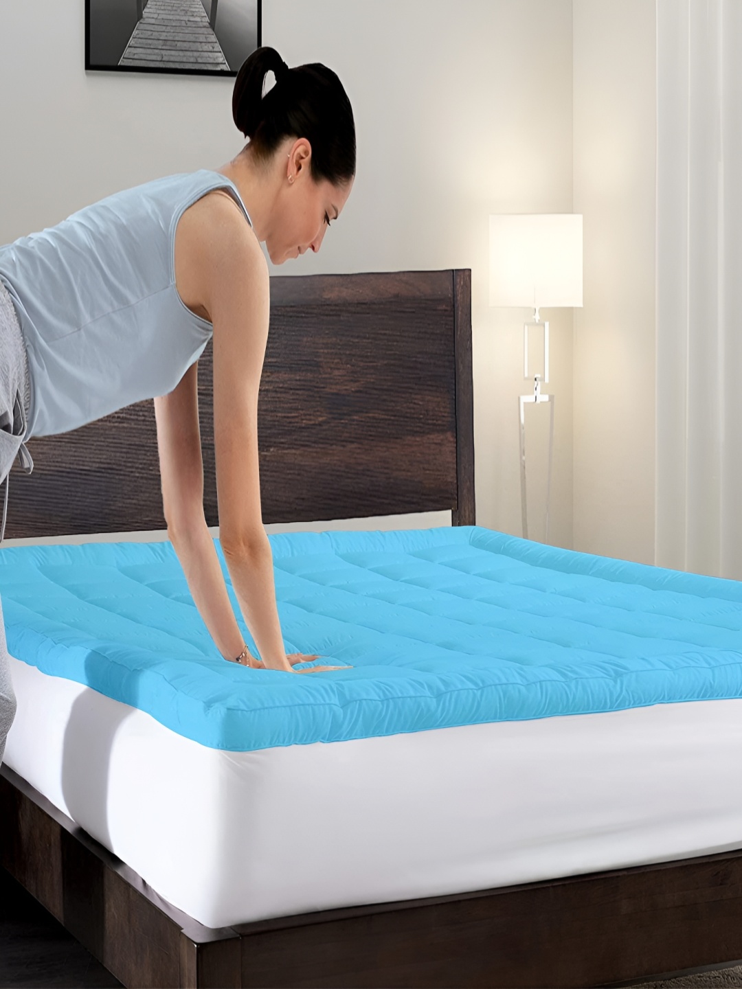 

Comfowell Blue Quilted Cotton Double Size Water Resistant Mattress Protector