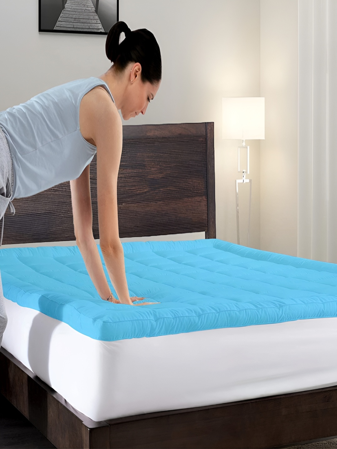 

Comfowell Blue Cotton Topper King Size Waterproof Mattress Cover