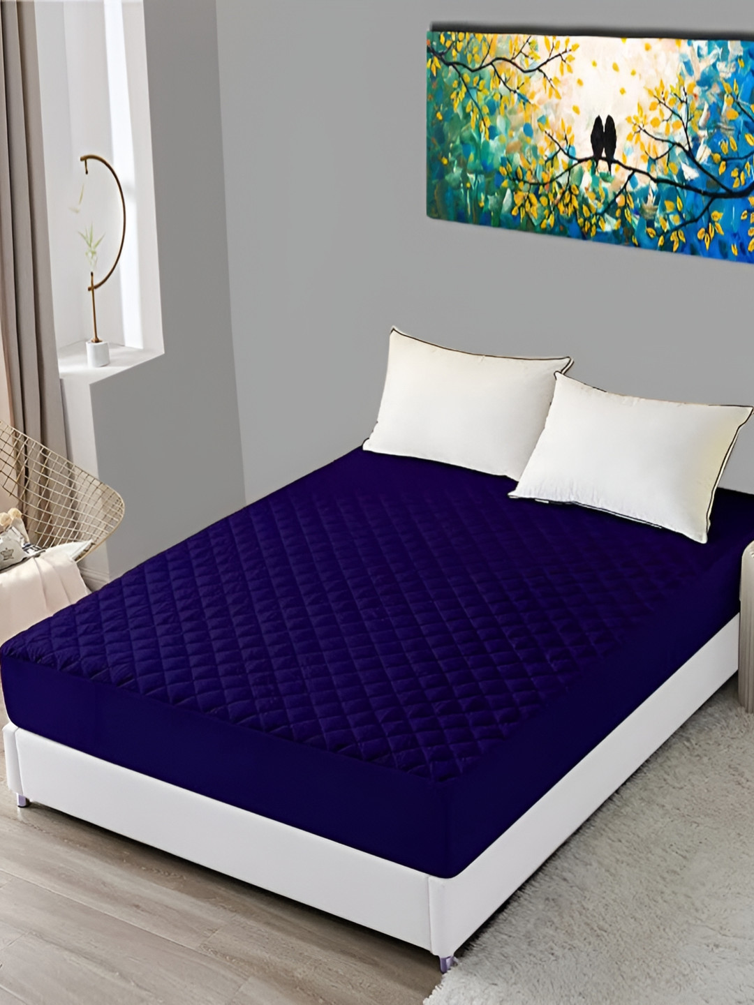 

Comfowell Blue Quilted Fitted King Size Water Resistant Mattress Protector