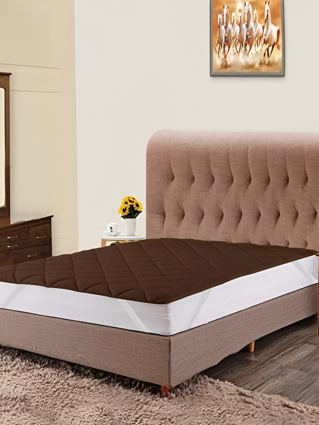 

Comfowell Brown Polyester Water Resistant Fitted King Size Mattress Protector