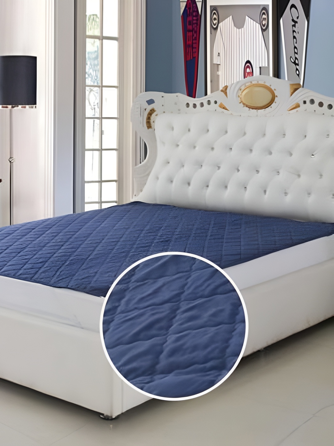 

Comfowell Blue Quilted Water Resistant Mattress Protector