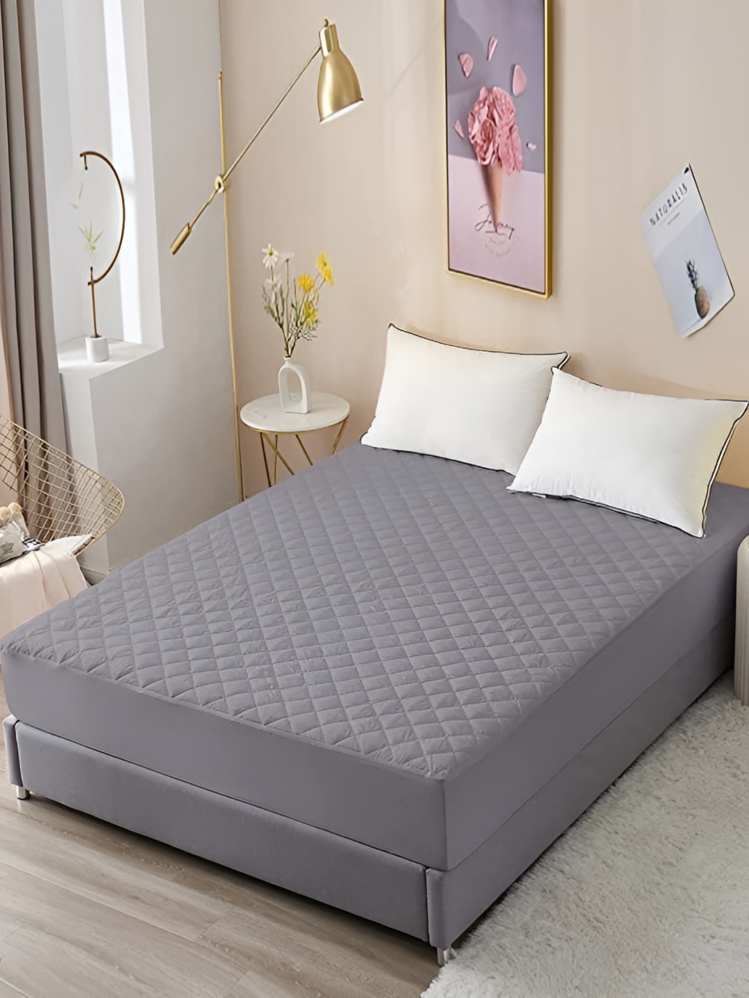 

Comfowell Grey Cotton Textured Water Resistant Mattress Protector
