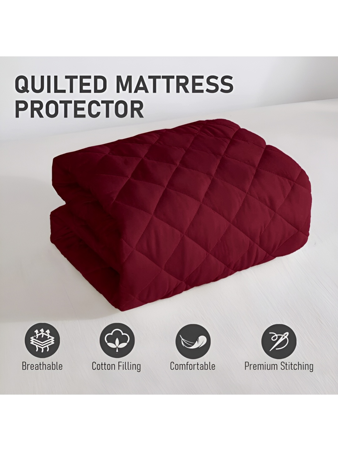 

Comfowell Maroon Cotton Water Resistant Mattress Protector