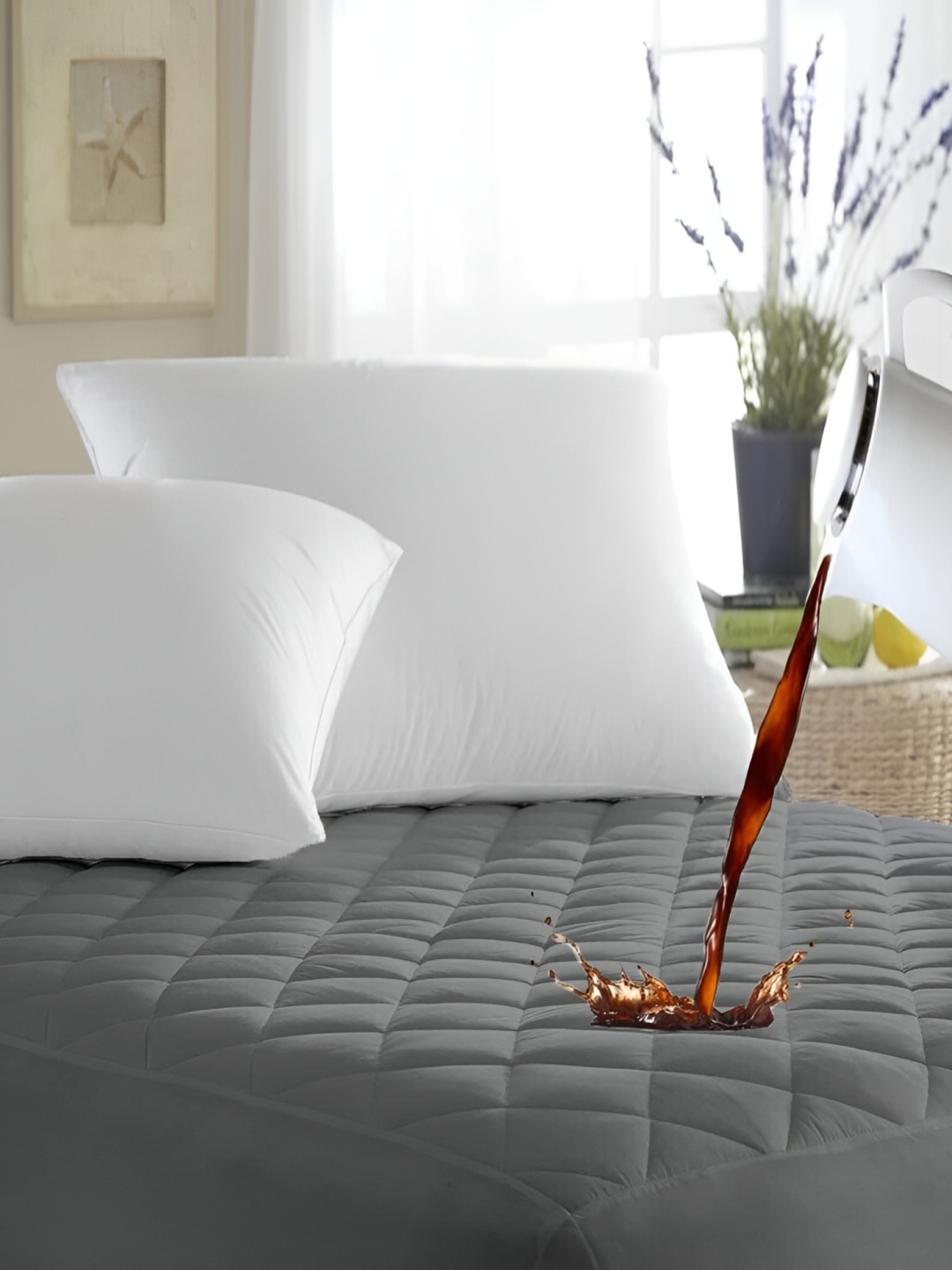 

Comfowell Steel Cotton Fitted King Size Water Resistant Mattress Protector, Grey
