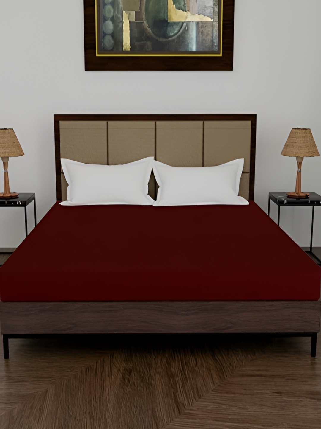 

Comfowell Maroon Cotton Fitted King Size Water Resistant Mattress Protector