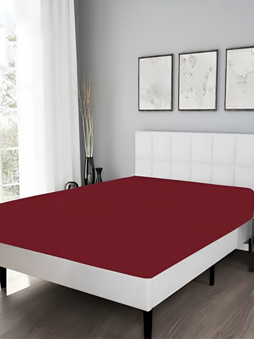 

Comfowell Maroon Cotton Fitted King Size Waterproof Mattress Cover