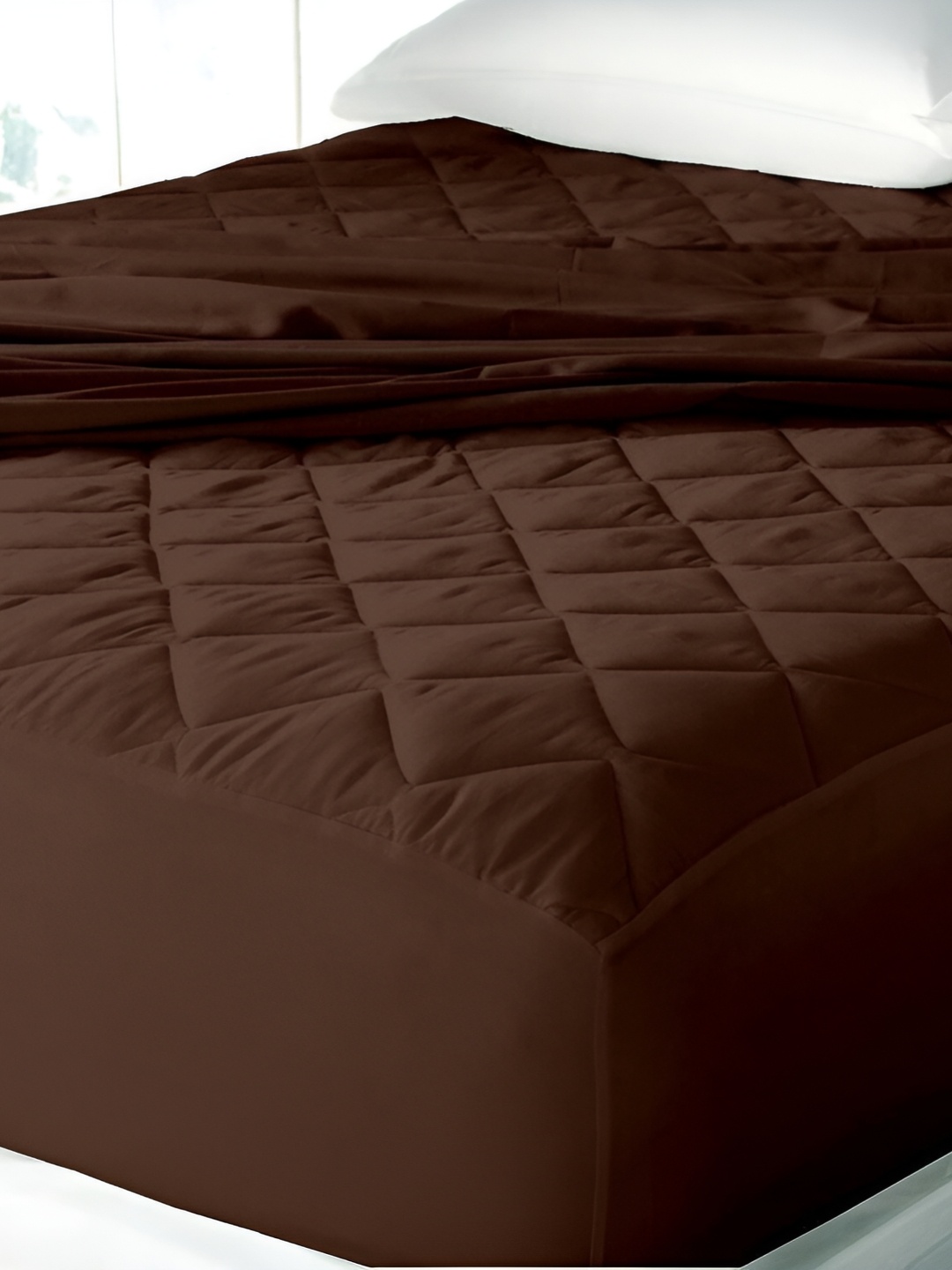 

Comfowell Brown Quilted Cotton Water Resistant Fitted Mattress Protector