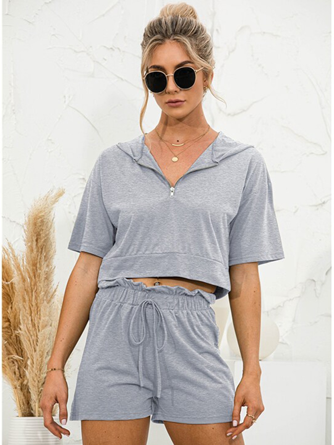 

StyleCast x Revolte Top with Shorts, Grey