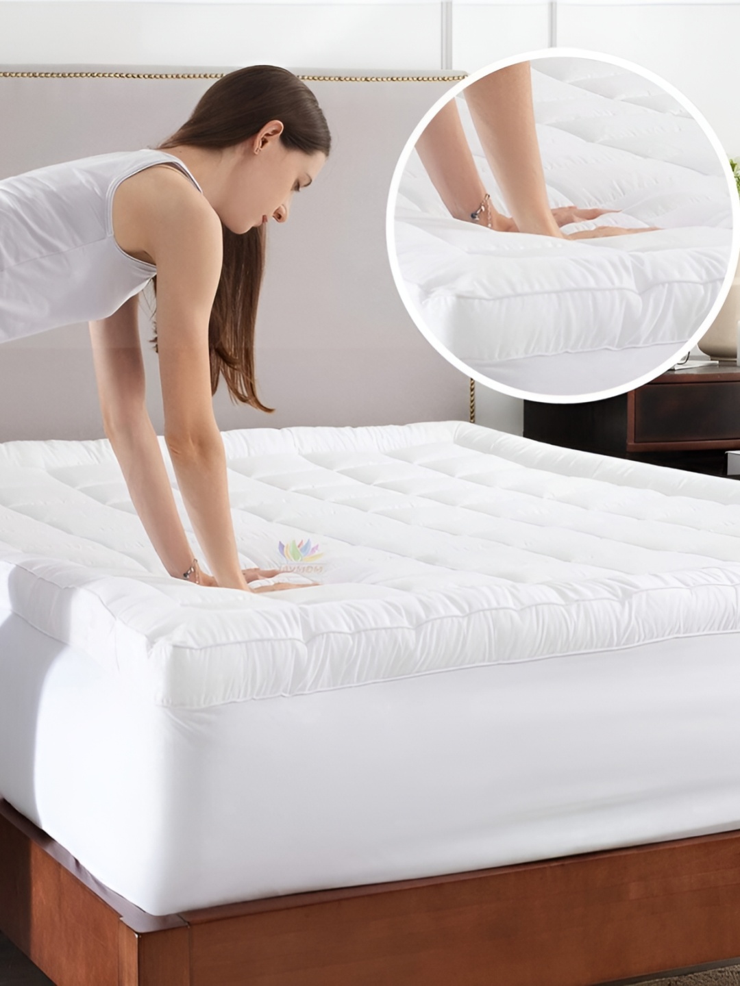 

Comfowell White Cotton Water Resistant Queen Size Mattress Protector