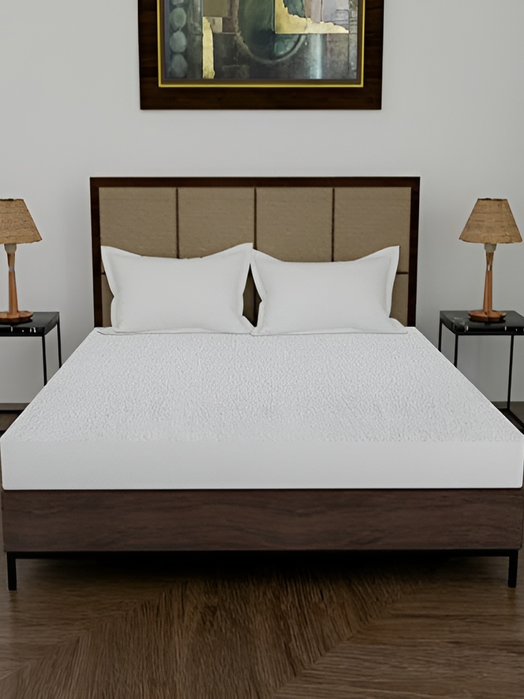 

Comfowell White Fitted Cotton Queen Water Resistant Mattress Protector