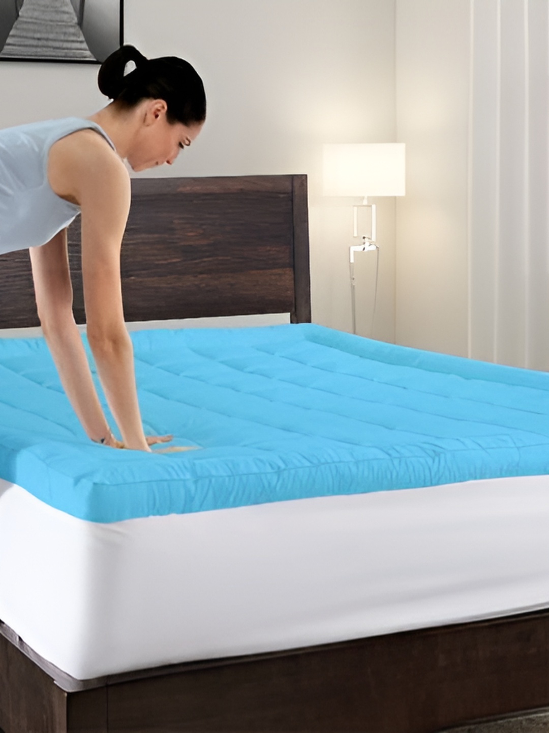 

Comfowell Blue Quilted Cotton King Size Water Resistant Mattress Protector